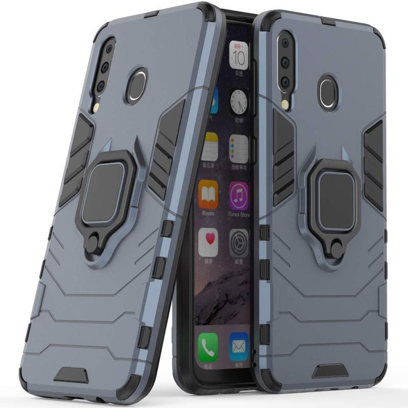 MaiJin LuluMain Compatible with Samsung Galaxy M30, Galaxy A40s Case, Metal Ring Grip Kickstand Shockproof Hard Bumper (Works with Magnetic Car Mount) Dual Layer Rugged Cover (Navy Blue) - Image 1